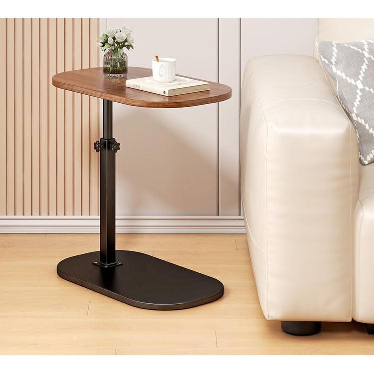 Simcat C Shaped Side TableAdjustable Height C Table End Table for Couch360Swivel Couch Side Tables Slide Laptop Desk for SofaBedBathtubRotating Tabletop Walnut