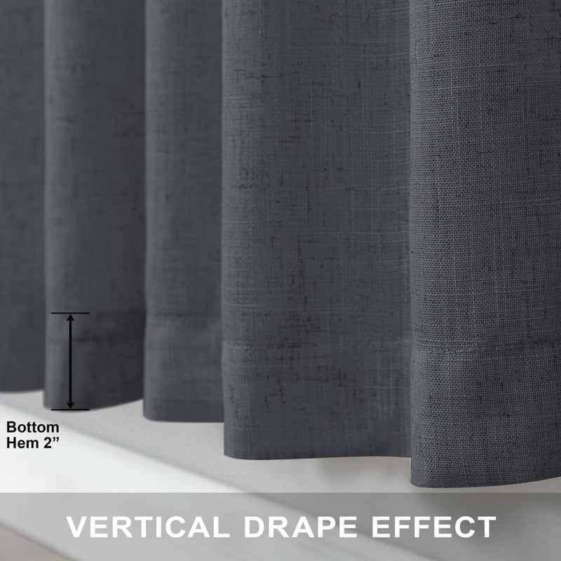 Pitalk Dark Grey Curtains 84 Inch Length 2 Panels Set for Living Room Pleated Sheer Linen Light Filtering Modern Farmhouse Thick Privacy Floor Length Curtains Drapes 84 Inches Long for Bedroom Charcoal Gray - Image 5
