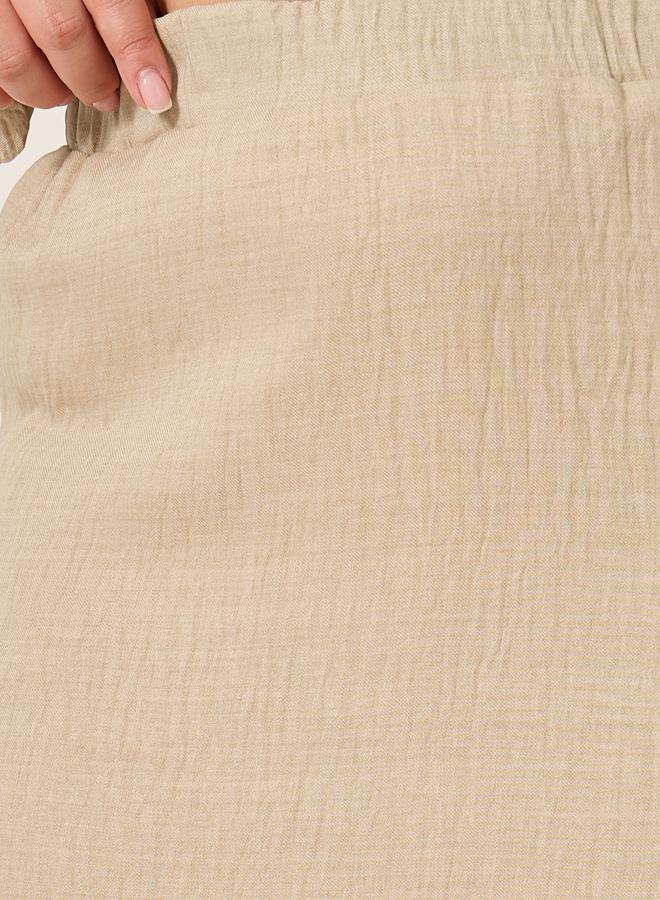 Styli Plus Size Textured Elasticated Waistband Maxi Skirt  - Image 3