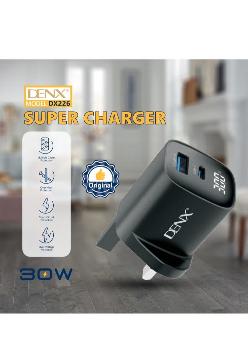 Denx 30W Dual Port USB-C PD Wall Charger – Fast Charging Adapter for iPhone, Samsung, iPad, MacBook, Compact Travel-Friendly USB Charger with Smart Safety Protection - Image 2