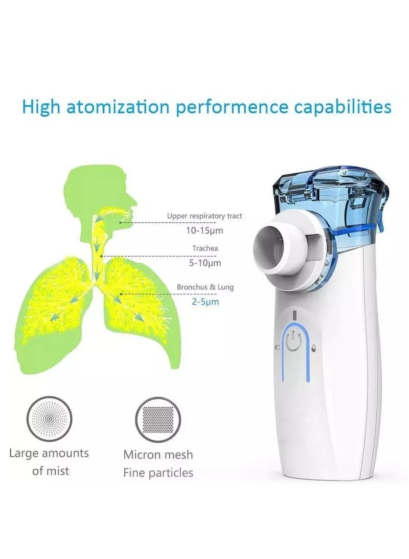 CARE Portable Mesh Nebulizer, Portable Nebulizers Cool Mist Steam Inhaler for Adults and Children Mini Ultrasonic Humidifier for Home and Travel Use Mesh Inhalators with Masks and Mouthpieces, USB/Battery - Image 2