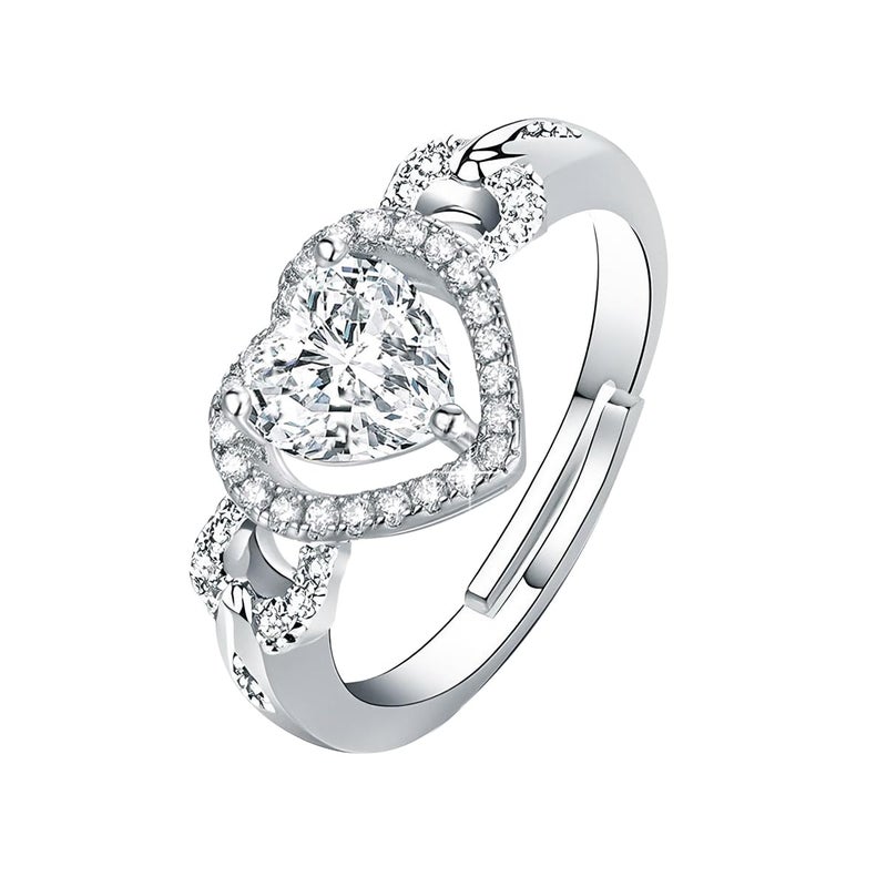 Luckilemon Moissanite Adjustable Engagement Ring, Promise Eternity Ring for Women,Wedding Rings,Jewelry Gift,Friendship Promise Fashion Jewelry Valentine Gifts for Women - Image 1