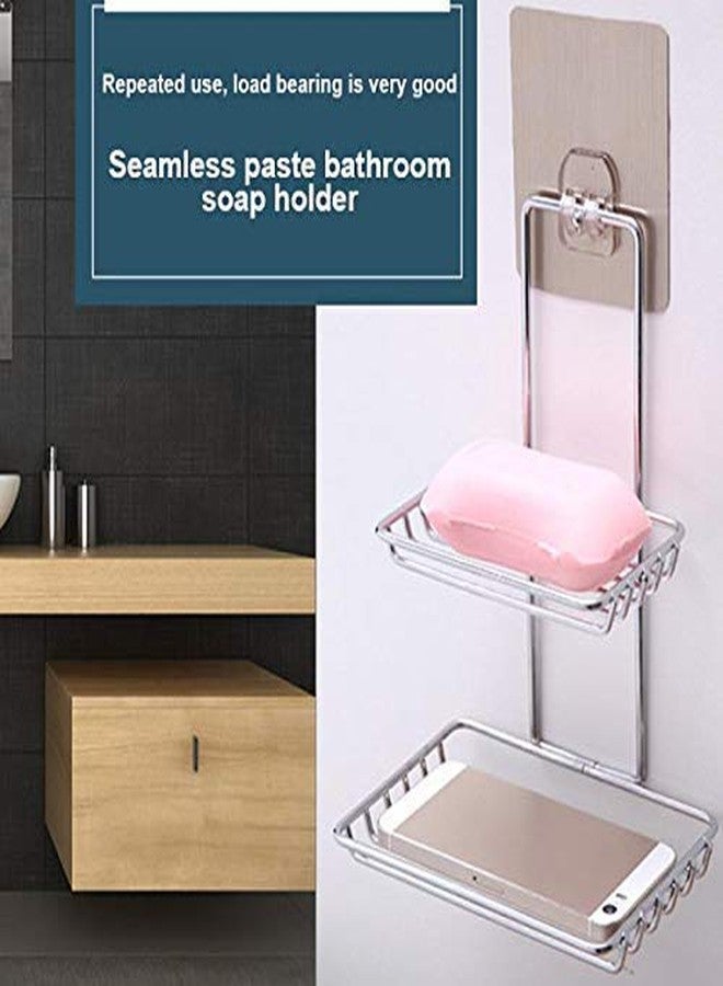 Afrodite Wall Mounted Double Layer Self-Adhesive Soap Dish Holder Tray, Stainless Steel Waterproof Kitchen and Bathroom Accessories for Soap Storage Rack for Home - Image 4