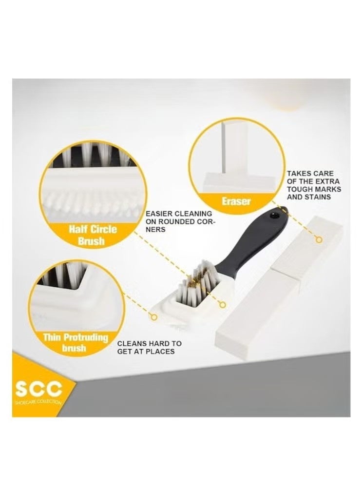 إيليلي طقم تنظيف أحذية سويدي احترافي مكون من قطعتين، فرشاة رباعية الاتجاهات للجلد السويدي والنوبوك مع 4 ممحاة إضافية، للأحذية والأحذية الطويلة - Image 2