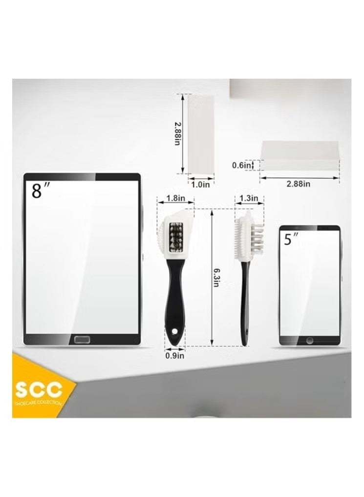 إيليلي طقم تنظيف أحذية سويدي احترافي مكون من قطعتين، فرشاة رباعية الاتجاهات للجلد السويدي والنوبوك مع 4 ممحاة إضافية، للأحذية والأحذية الطويلة - Image 4