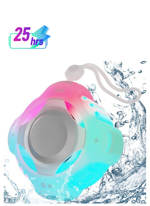 Bluetooth Shower Speaker, IPX7 Waterproof Wireless Portable Speakers, Floating Wireless Speaker with LED Light, Loud Stereo Sound, for Beach, Pool, Party, Travel, Outdoors, for Men and Women