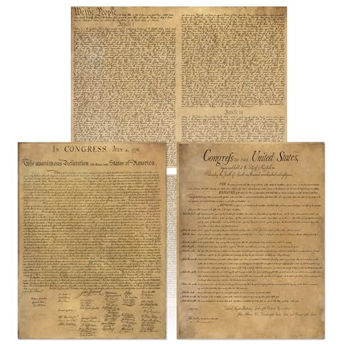 Young N Refined American Founding documents Laminated 3 pack EXTRA LARGE: US Constitution, Declaration of Independence and Bill of Rights reproduction NOW with BIGGER clearer Letters Young N Refined - Image 1