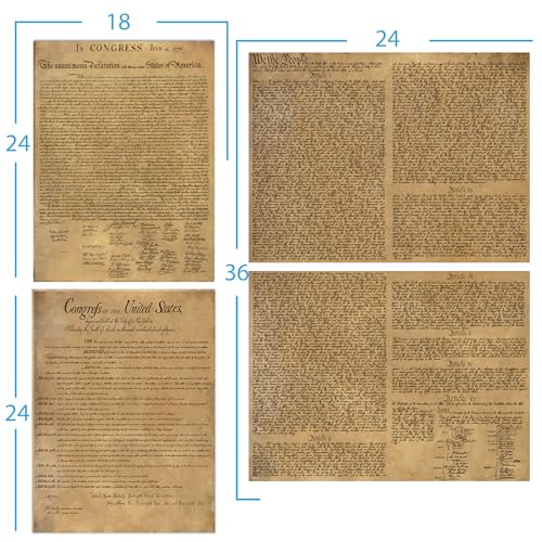 Young N Refined American Founding documents Laminated 3 pack EXTRA LARGE: US Constitution, Declaration of Independence and Bill of Rights reproduction NOW with BIGGER clearer Letters Young N Refined - Image 2