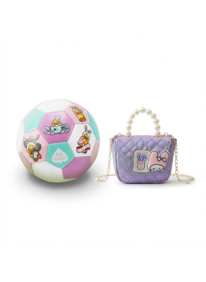 KANAZ Mini Double Teddy Girls' Handbag - Quilted Design with Elegant Pearl Handle - Model R3519 Mini Double Teddy mouve - Image 1