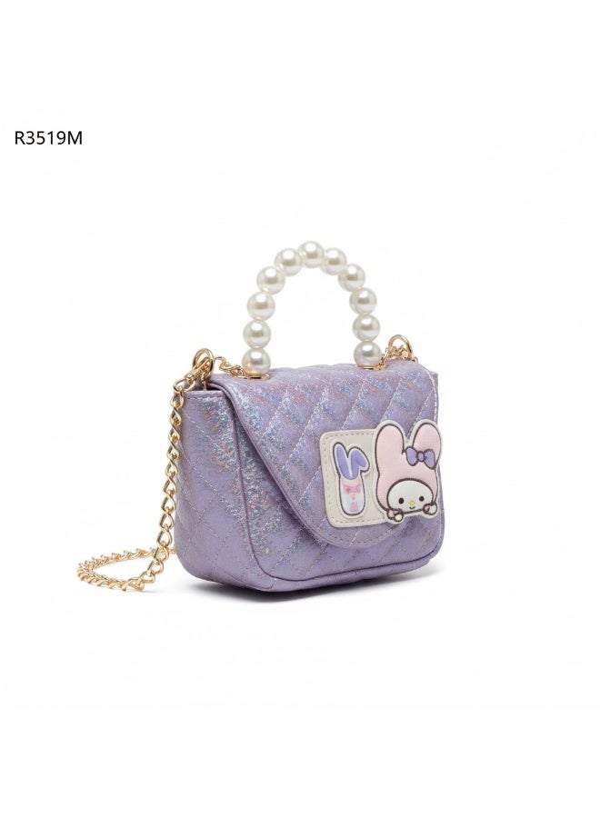 KANAZ Mini Double Teddy Girls' Handbag - Quilted Design with Elegant Pearl Handle - Model R3519 Mini Double Teddy mouve - Image 2