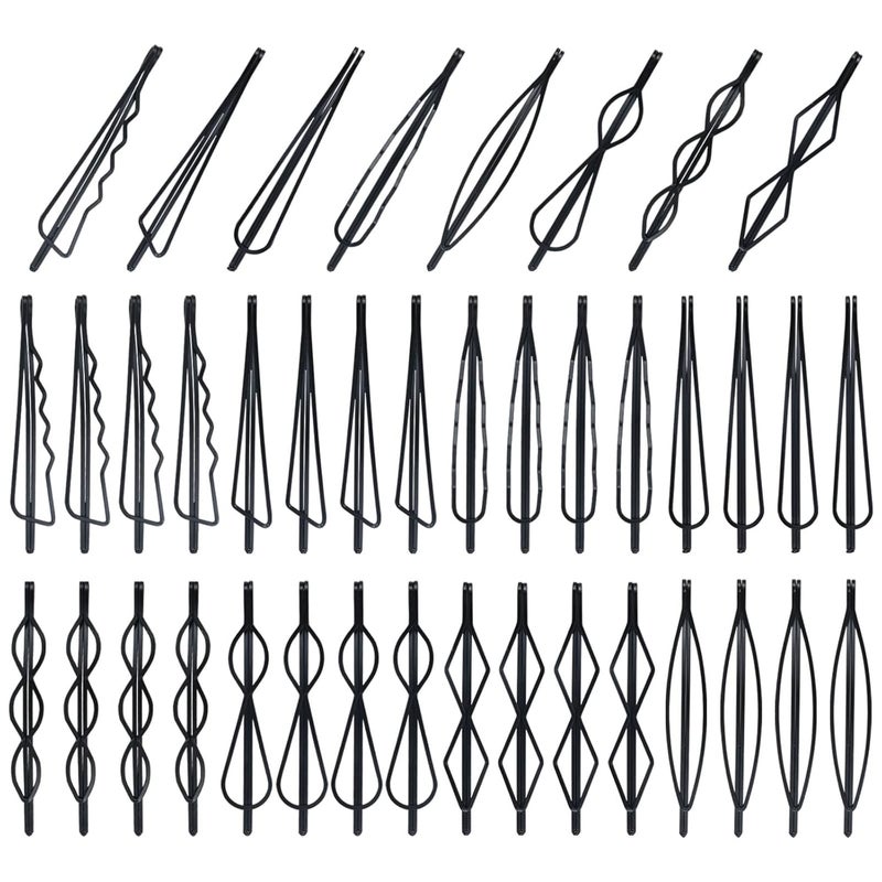Cinaci 40 Pack 8 Styles Simple Plain Non Slip Black Metal Hair Clips Barrettes Bobby Pins Hair Accessories for Women Girls Black40 Pack