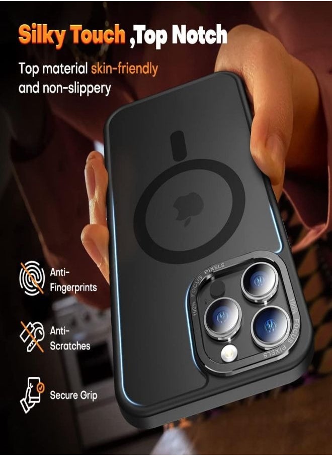 ESCASE - Magnetic Case for iPhone 13 Pro Max, Compatible with MagSafe Shockproof Protection Cover, Translucent Matte Phone Case with Strong Magnet, Slim Case for Apple 13 Pro Max 6.7 Inch (2021)-Black - Image 1