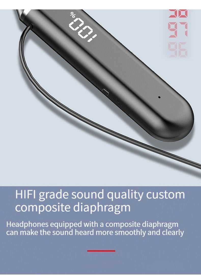 Generic Neck-mounted Bluetooth headset in-ear digital display sports running ultra-long battery life wireless Bluetooth headset purple  - Image 2