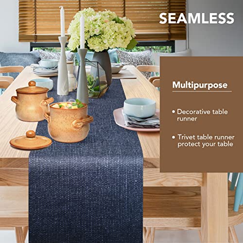 yeload Trivet Table Runner Hot Plates Mat 12 X 40 Inch Heat Resistant Table Protector Waterproof Decorative Farmhouse Kitchen Trivets Counter Heat Proof Placemats for Hot Dishes (Black Line) - Image 3