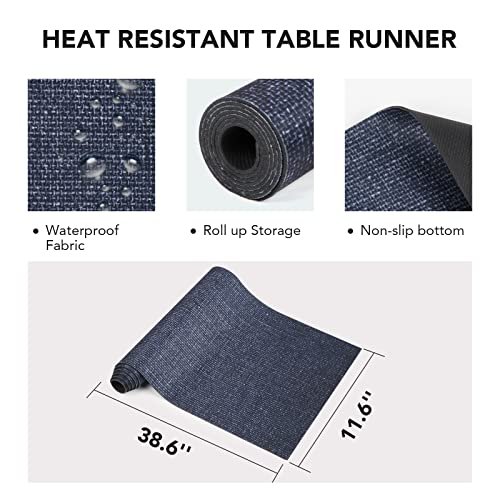 yeload Trivet Table Runner Hot Plates Mat 12 X 40 Inch Heat Resistant Table Protector Waterproof Decorative Farmhouse Kitchen Trivets Counter Heat Proof Placemats for Hot Dishes (Black Line) - Image 4