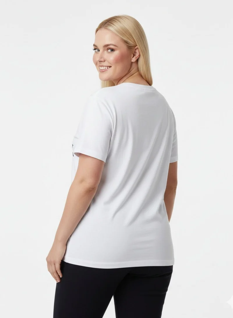 بولو بلاي  تيشيرت نسائي برسومات أبيض