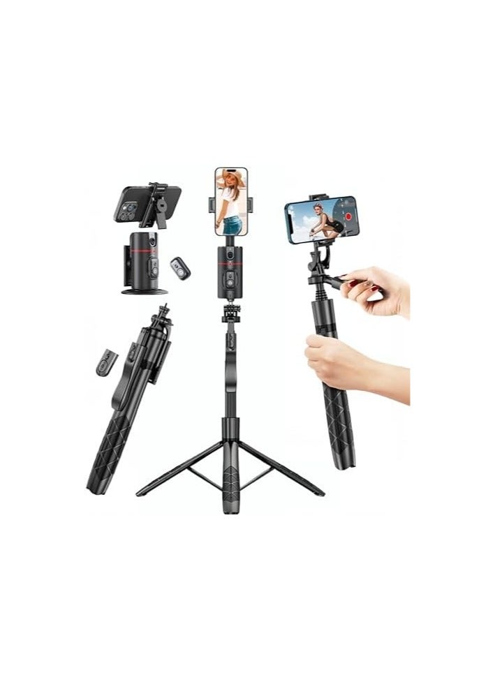 360° Rotation Face Body Tracking Phone Holder, Rechargeable Smartphone Camera Mount Remote & Gesture Control with Adjustable Selfie Stick Tripod Stand for Phone Camera  - Image 1