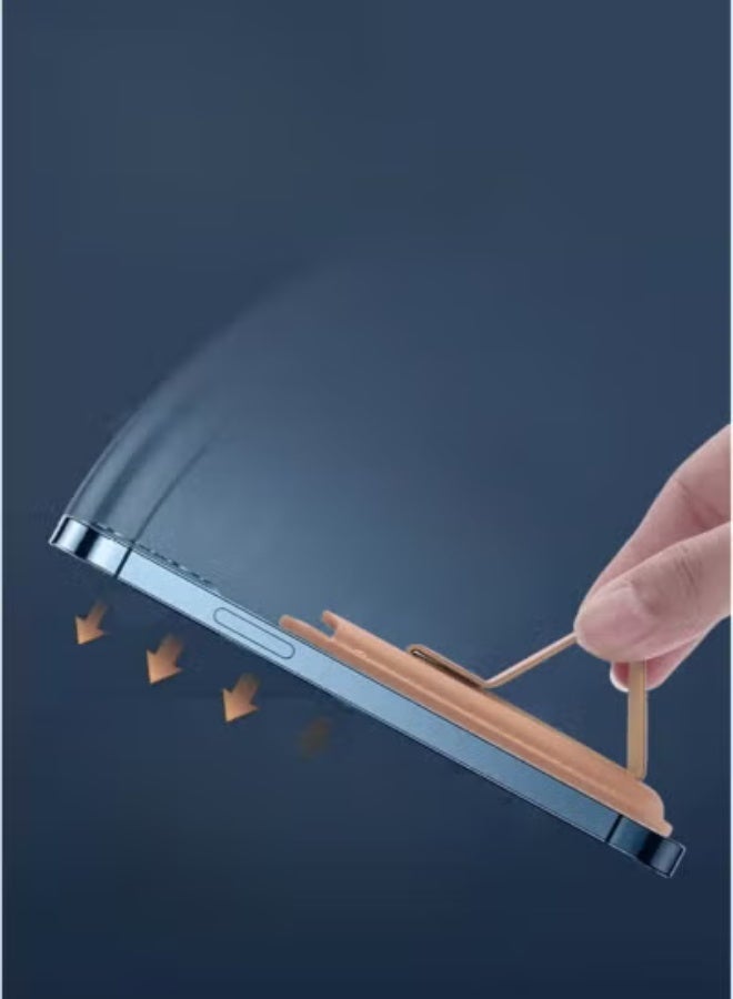 TIGER Leather Mobile Stand with 3 Card Holder – 2 in 1 Universal Wallet & Phone Stand with Strong Stick-On Adhesive Design for All Smartphones, Compact and Durable Dark Blue Accessory, Perfect for Hands-Free Viewing and Convenient Card Storage - Image 4