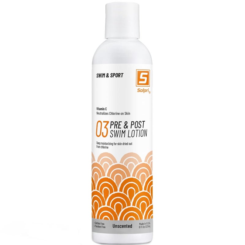 Solpri Pre and After Swim Lotion with Vitamin C 8 Fl Oz  Pre Swim Chlorine Skin Protection Pre Swim Lotion for Chlorine 8 Fluid Ounce Unscented