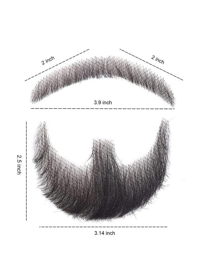 Fake Mustache Realistic Beard 100% Human Hair Full Hand Tied Facial Hair Black Goatee False Beards Lace Invisible Fake Mustache For Entertainment Drama Party Movie Makeup