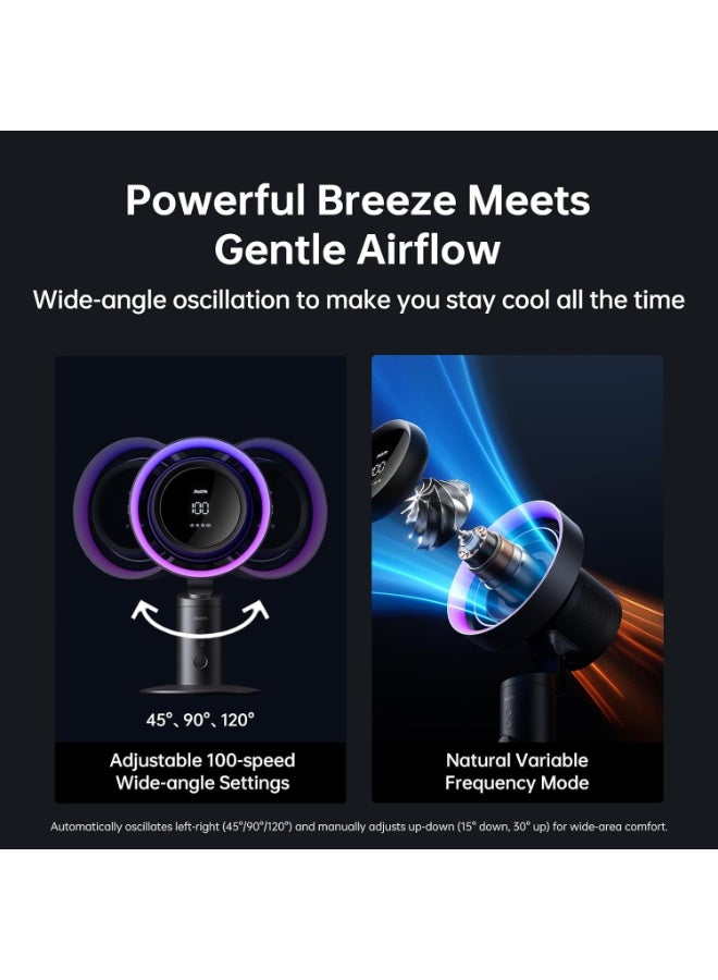 JisuLife Pro3 Portable Bladeless Table Fan 10000mAh Rechargeable USB Desk Fan, Ultra Quiet Personal Cooling Fan with Long Battery Life, Adjustable Airflow, Lightweight Fan for Office, Home, Bedroom, Travel, Camping & UAE Summer - Dark Grey - Image 4