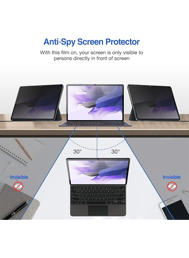 Procases Privacy Screen Protector For Galaxy Tab S9 Fe+ Plus S9 Plus S8 Plus S7 Fe S7 Plus 12.4 Inch Anti Spy Tempered Glass Tinted Screen Film Guard For Samsung Tablet Sm X610 X810 X800 T730 T970 - Image 5