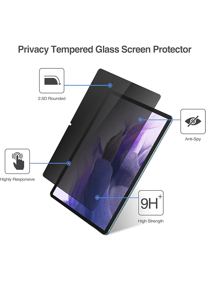 Procases Privacy Screen Protector For Galaxy Tab S9 Fe+ Plus S9 Plus S8 Plus S7 Fe S7 Plus 12.4 Inch Anti Spy Tempered Glass Tinted Screen Film Guard For Samsung Tablet Sm X610 X810 X800 T730 T970 - Image 3