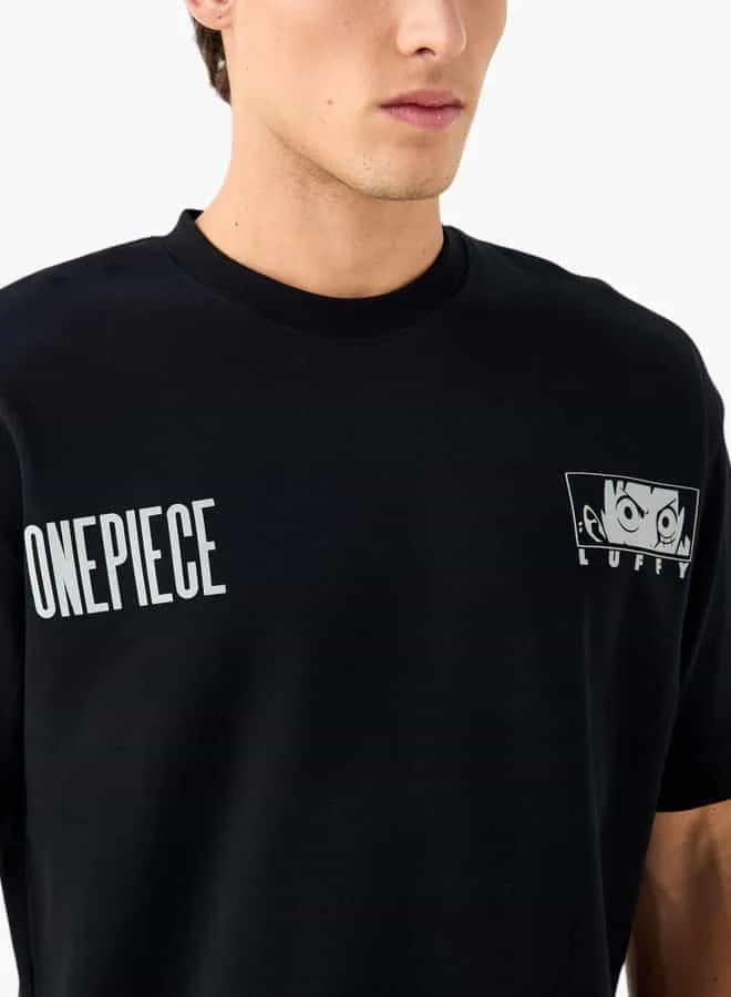 SP Characters One Piece Print Crew Neck T-shirt with Short Sleeves