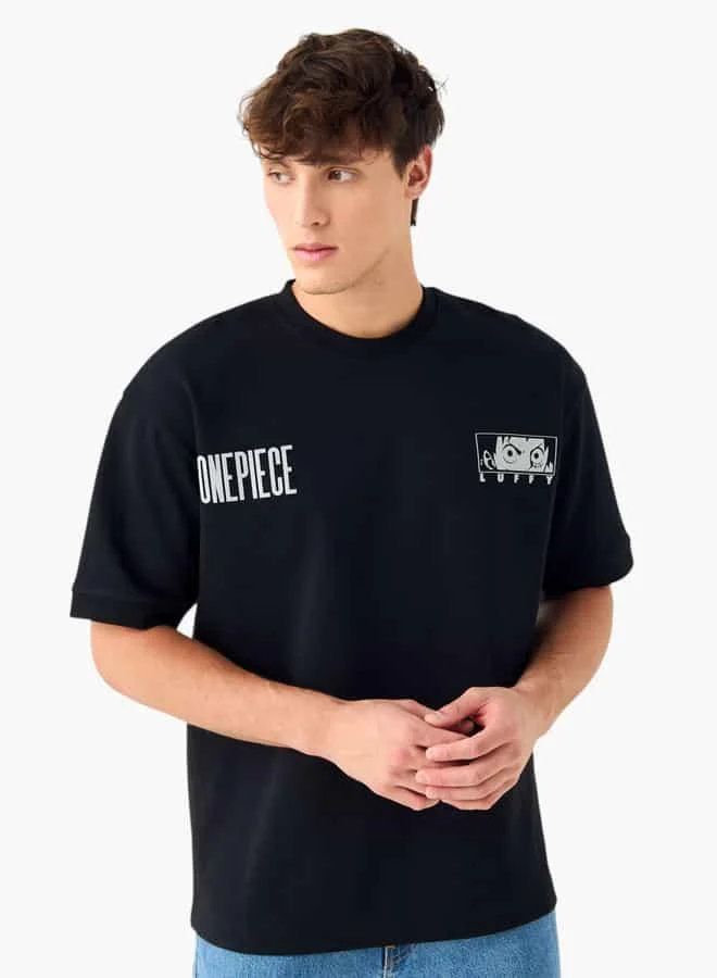 SP Characters One Piece Print Crew Neck T-shirt with Short Sleeves