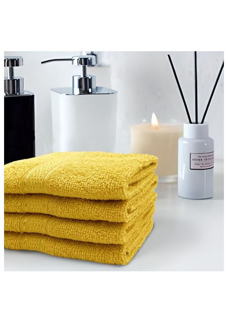 بيفت منشفة وجه فاخرة من دافوديل (أصفر) (30 × 30 سم - مجموعة مكونة من قطعة واحدة) من القطن، عالية الامتصاص وسريعة الجفاف، بياضات حمام بجودة الفنادق والمنتجعات مع دوبي ماسي مخطط - 500 جم لكل متر مربع - Image 4