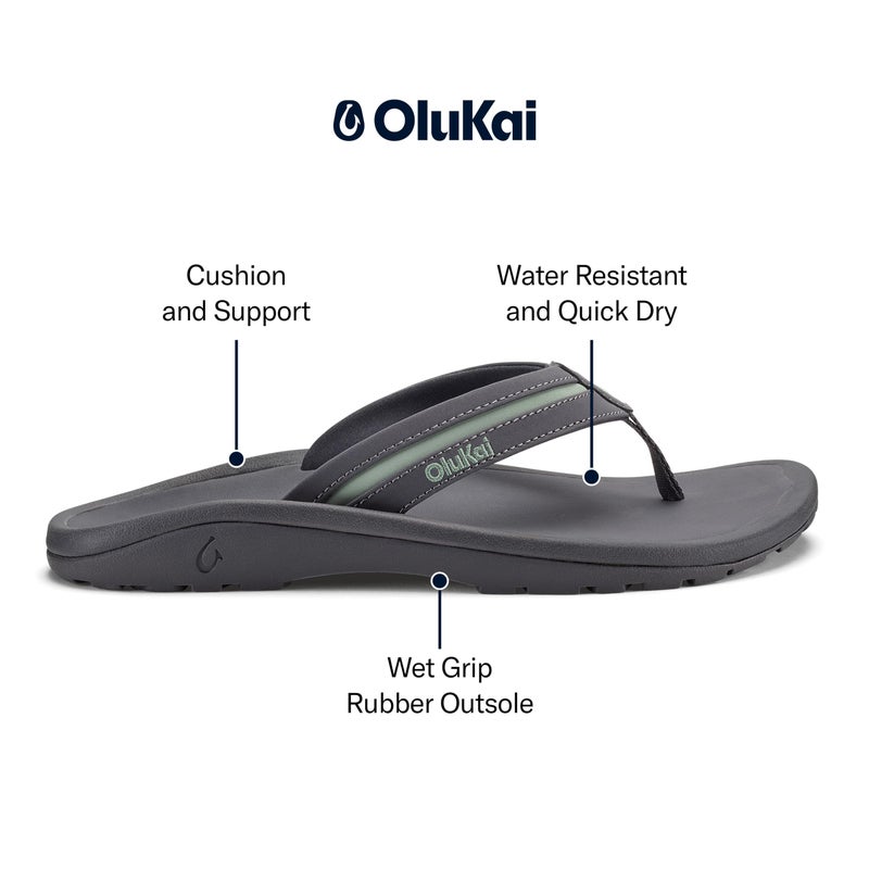 OLUKAI Ohana Palua Men's Water Friendly Sandals, Everyday Flip Flops, Arch Support & Comfort Fit, Lightweight & Durable, Enhanced Grip & Traction, Tradewind Grey/Seagreen, 11 - Image 2