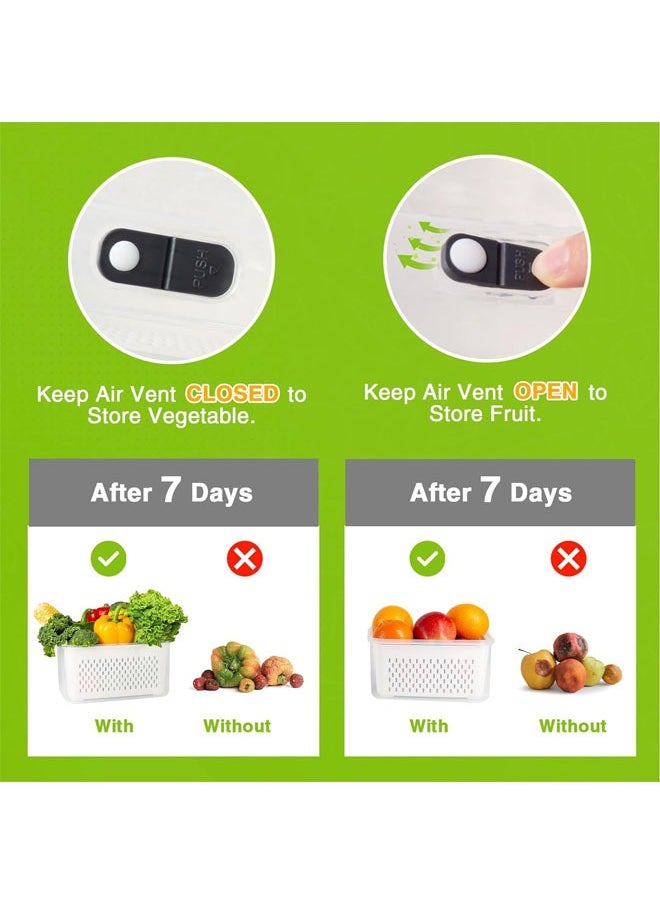 Hihonor - 5 PCS Fruit Storage Containers for Fridge, Produce Vegetable Saver Container with Lid Colander Vent Handle, BPA-Free, Keep Fruits, Veggie, Food, Meat Fresh - Image 1