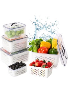 5 PCS Fruit Storage Containers for Fridge, Produce Vegetable Saver Container with Lid Colander Vent Handle, BPA-Free, Keep Fruits, Veggie, Food, Meat Fresh - pzsku/Z9711B898175F4793C543Z/45/_/1722585045/a61ba340-d803-4890-880d-ac5482f16586