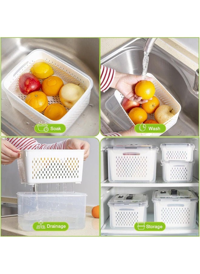 Hihonor - 5 PCS Fruit Storage Containers for Fridge, Produce Vegetable Saver Container with Lid Colander Vent Handle, BPA-Free, Keep Fruits, Veggie, Food, Meat Fresh - Image 1