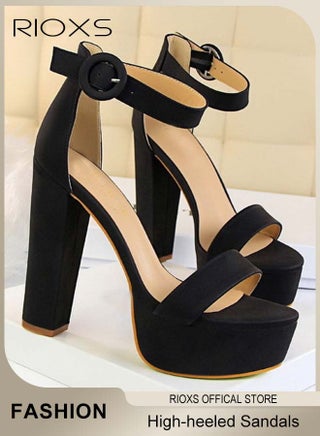 RIOXS Heeled Sandals For Women, Stylish Chunky Heels Shoes