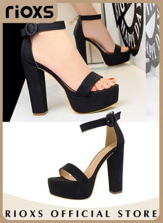 RIOXS Heeled Sandals For Women, Stylish Chunky Heels Shoes