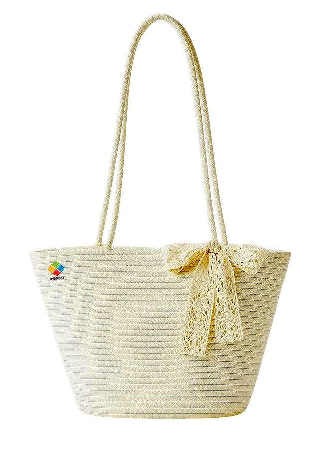 DYARCHY Stylish Women's Straw & Polyester Tote Handbag Ribbon Attached With Bag for Office, Travel, Vacations & Shopping - Image 1