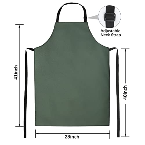 Gotega 2 Pack Waterproof Rubber Vinyl Apron 40 Inch Light Duty Model Chemical Resistant Work Apron Clothes Durable Extra Long Black with Adjustable Bib Apron for Dishwashing Lab Work Butcher Cleaning Green - Image 2