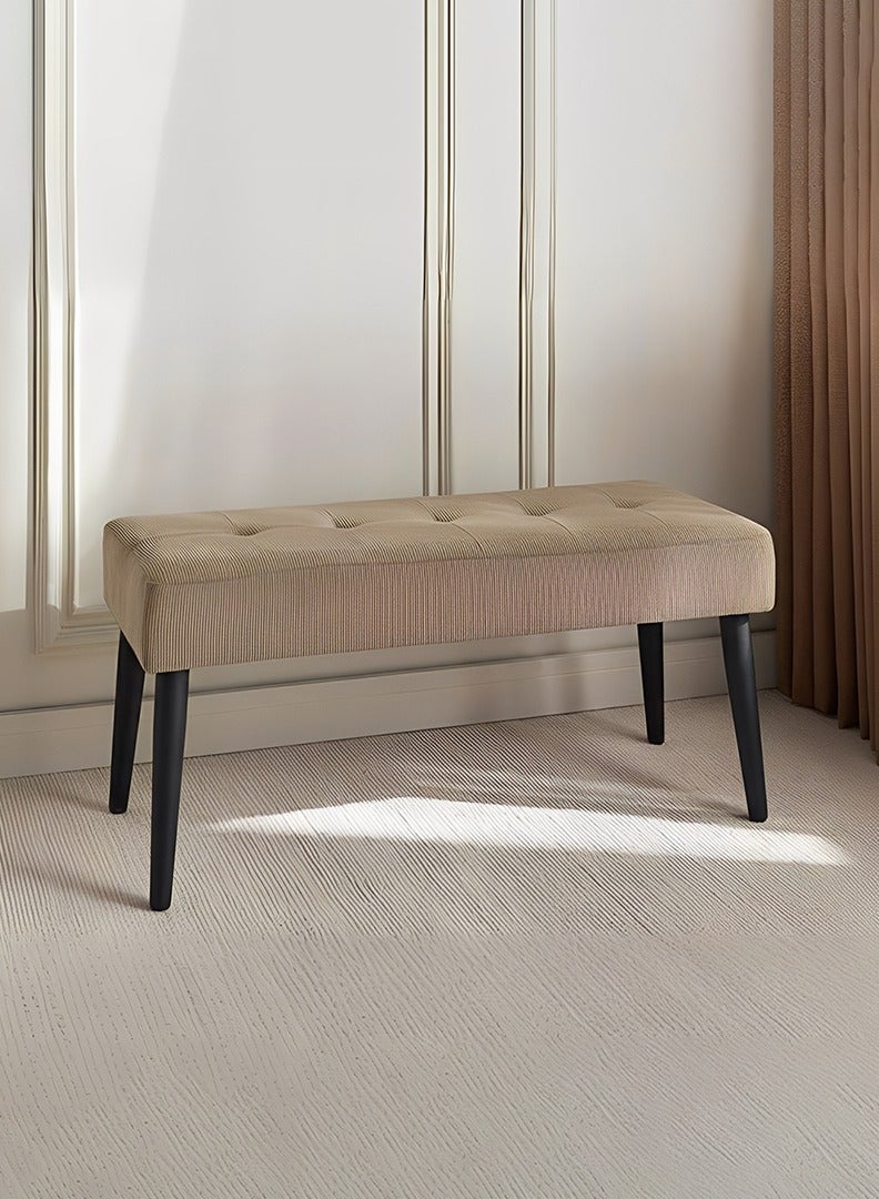 إي سمارت 100سم - مقعد عثماني بتصميم عصري مبطن من قماش مخملي مضلع - مقعد بنهاية السرير، مقعد تغيير الأحذية، مقعد لغرفة النوم والمعيشة ومدخل المنزل والردهة، بني - Image 1