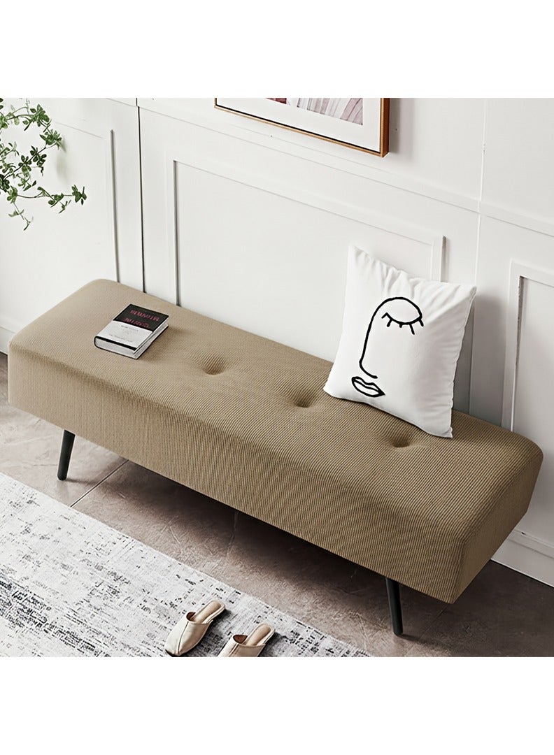 إي سمارت 100سم - مقعد عثماني بتصميم عصري مبطن من قماش مخملي مضلع - مقعد بنهاية السرير، مقعد تغيير الأحذية، مقعد لغرفة النوم والمعيشة ومدخل المنزل والردهة، بني - Image 3