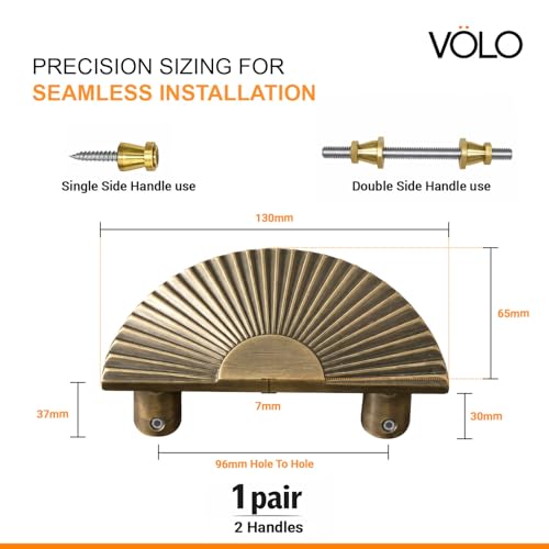 VOLO Heavy Duty Antique Brass Door Handle – Premium 4 Inch Pull Handle for Main Door, Glass Door, Cabinets & Wardrobes | Model S-615, 96 MM Size, Pack of 2 Pieces with Screws - Image 2