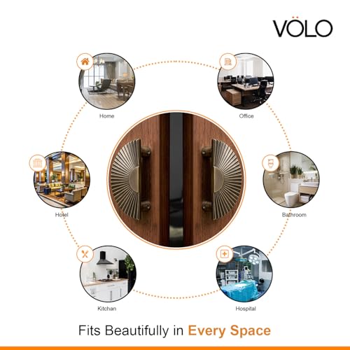 VOLO Heavy Duty Antique Brass Door Handle – Premium 4 Inch Pull Handle for Main Door, Glass Door, Cabinets & Wardrobes | Model S-615, 96 MM Size, Pack of 2 Pieces with Screws - Image 4