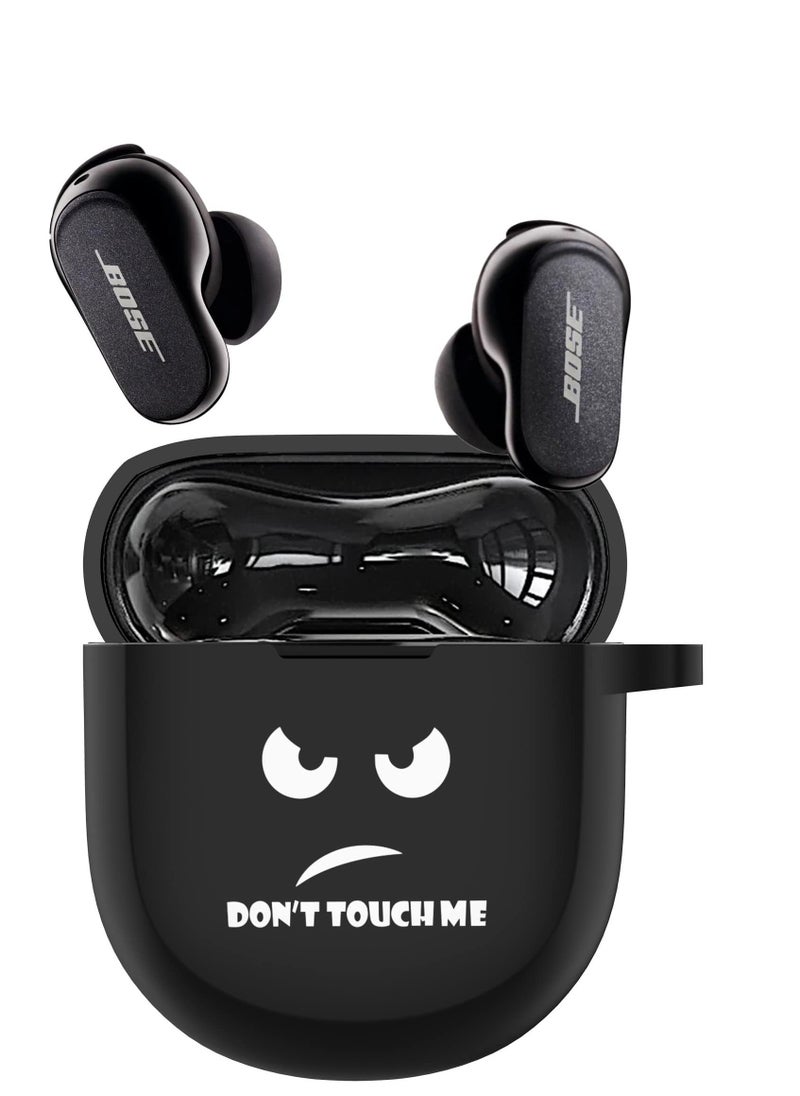 Excefore Silicone Case for Bose QuietComfort Earbuds II 2022, Silicone Scratch Proof & Shockproof Protective Skin Sleeve Cover, Exquisite Funny Print Accessories with Keychain (Black)  - Image 1