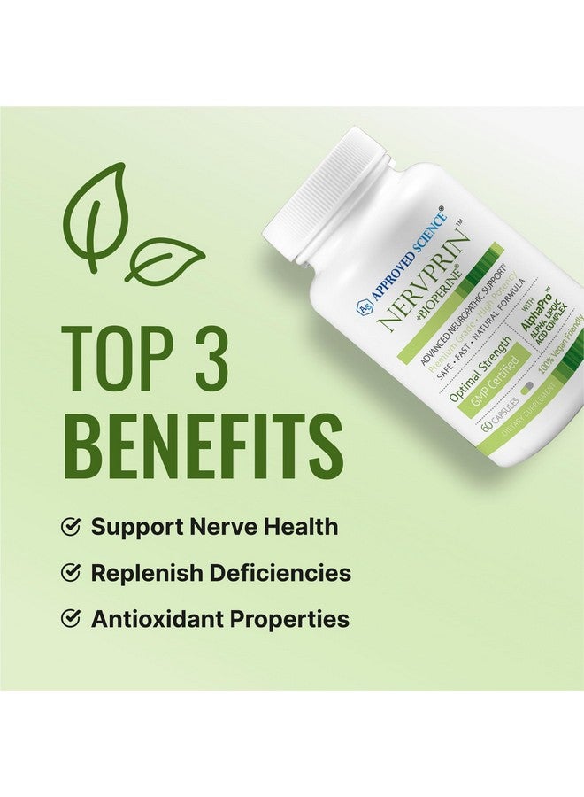 Approved Science نيرفبرين من أبروved ساينس - دعم الأعصاب - بنفوتيامين، B12، R-ألفا-ليبويك أسيد، كورياليس، بوسويليا، بايوبرين - 60 كبسولة - صنع في الولايات المتحدة الأمريكية - Image 3