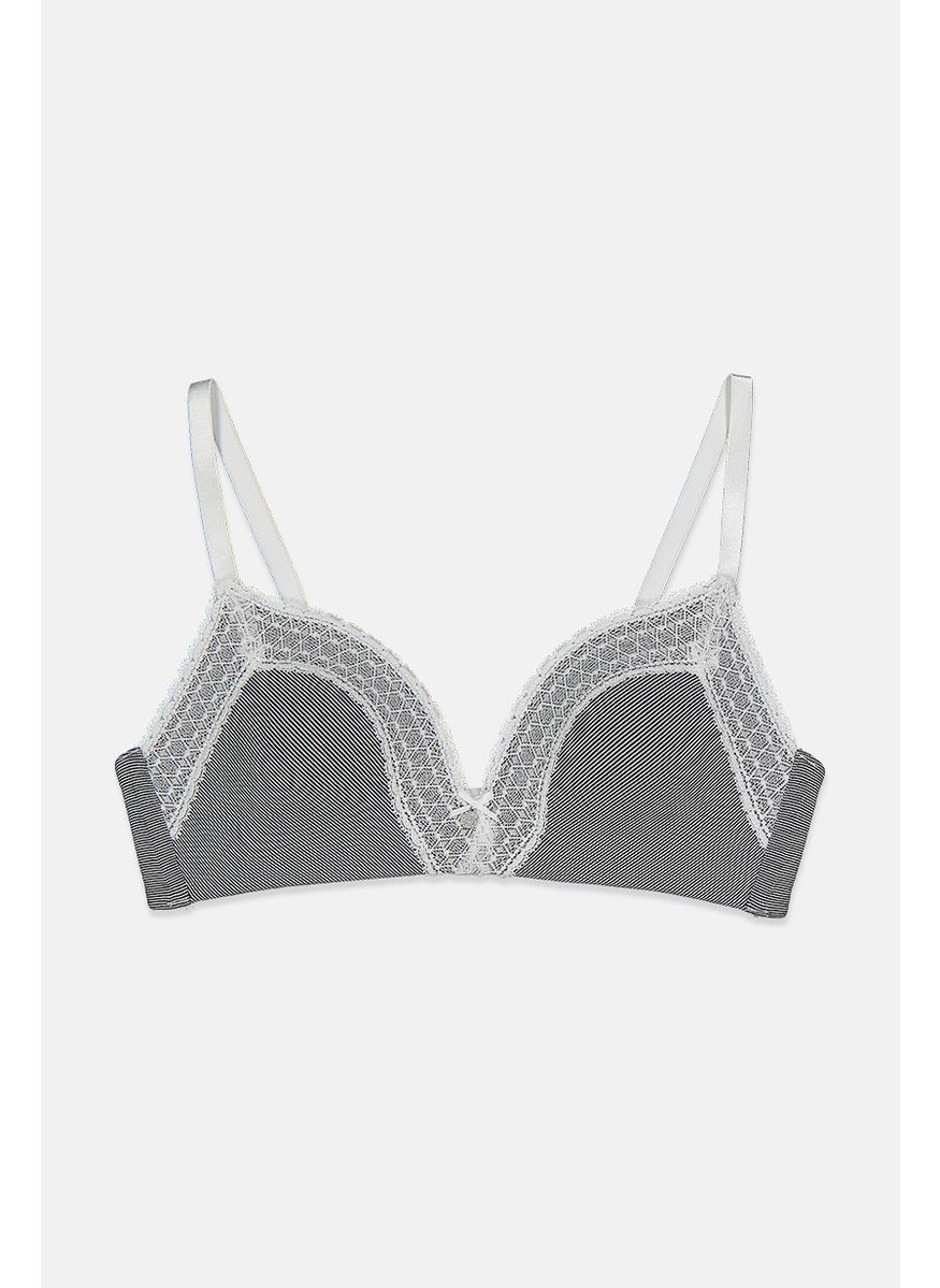Tchibo Women Micro Stripe Soft Cup Bra, Black  - Image 1