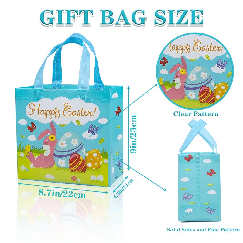 Jaywayang 4Pcs Easter Non-woven Bags with Handle, Happy Easter Gift Bags, Reusable Goodie Bags for Kids, Rabbit Bunny Treat Bags, Party Supplies. - Image 2