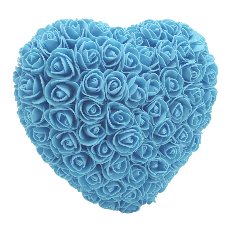 Foam Fake Roses Handcrafted Romantic Decorative Heart Shape Artificial Roses with String Light for Bedroom Wedding Blue - Image 2