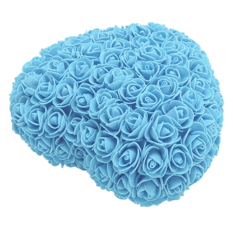 Foam Fake Roses Handcrafted Romantic Decorative Heart Shape Artificial Roses with String Light for Bedroom Wedding Blue - Image 4