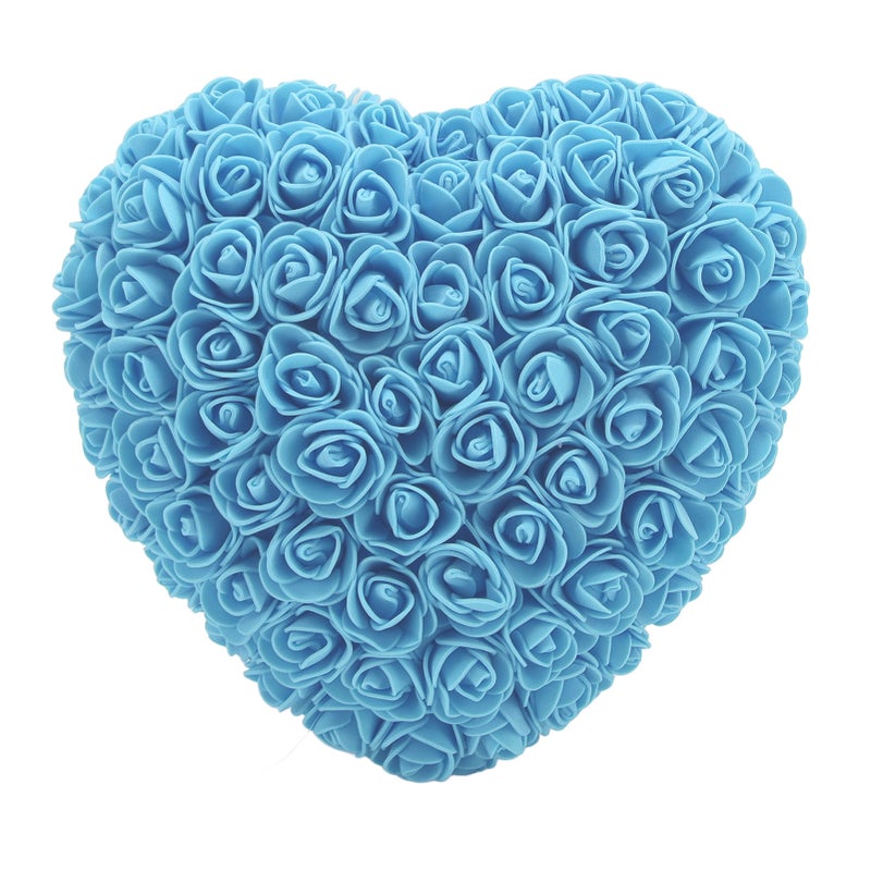 Foam Fake Roses Handcrafted Romantic Decorative Heart Shape Artificial Roses with String Light for Bedroom Wedding Blue - Image 3
