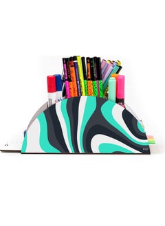 KutuTR Wooden Vip Waves Rainbow Ruler Desktop Pen Holder Organizer with Mounted Box  - Image 2